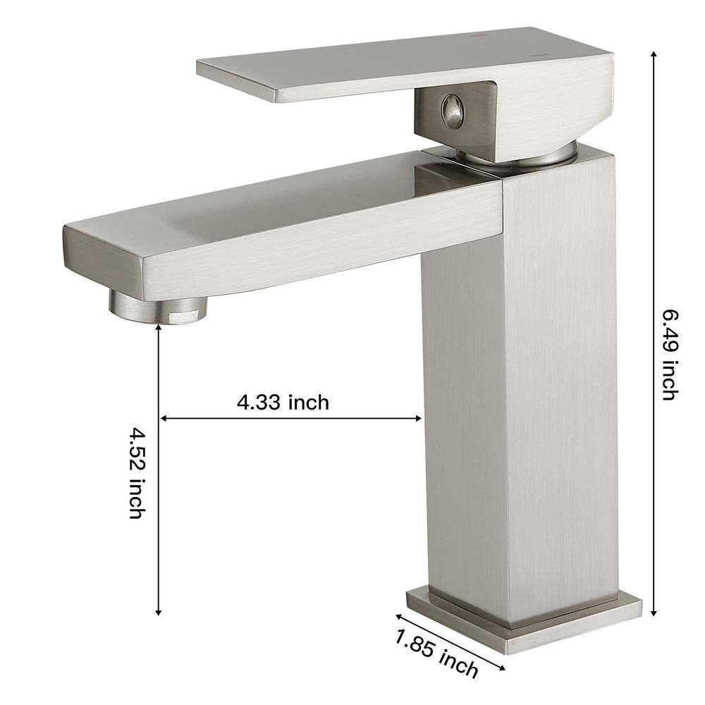 Brushed Nickel Single Handle Modern Bathroom Faucet