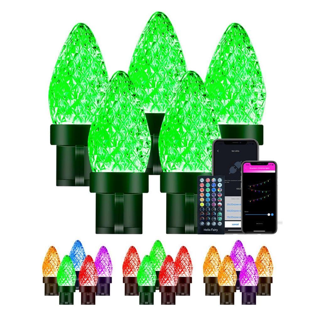 33 ft. Smart String Lights Extendable C9 DIY Color Changing APP Remote Cont