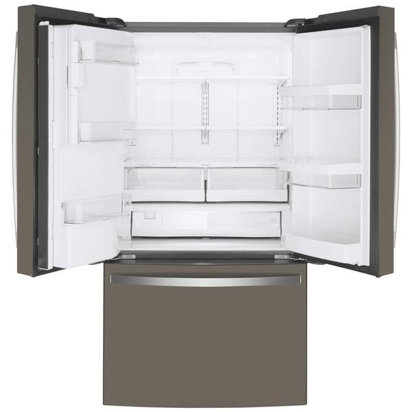 Ge 22 1 Cu Ft French Door Refrigerator In Slate Fingerprint Resistant Counter Depth And Energy Star Gye22gmnes The Home Depot