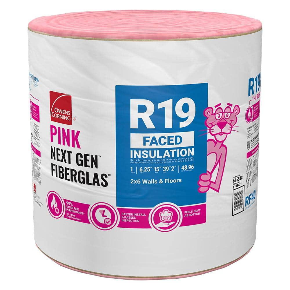 Owens Corning R 19 Faced Fiberglass Insulation Roll 15 in. x 39.2 ft. 1 Roll RF40 The Home Depot