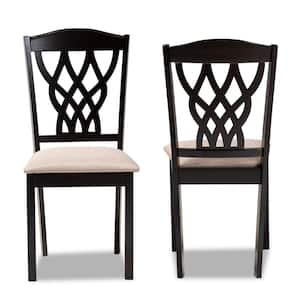 Delilah Sand and Dark Brown Fabric Dining Chair (Set of 2)