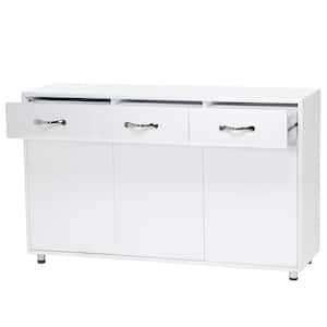 52.56in x 15.94in x 32.68in White MDF Ready to Assemble Kitchen Cabinet with 3 Drawers and 3 Doors