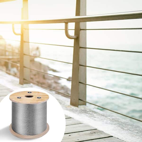 500 ft. x 1/8 in. Cable Railing Kit 1700 lbs. Loading T316 Stainless Steel Wire Rope with 7x7 Strands for Deck Stair