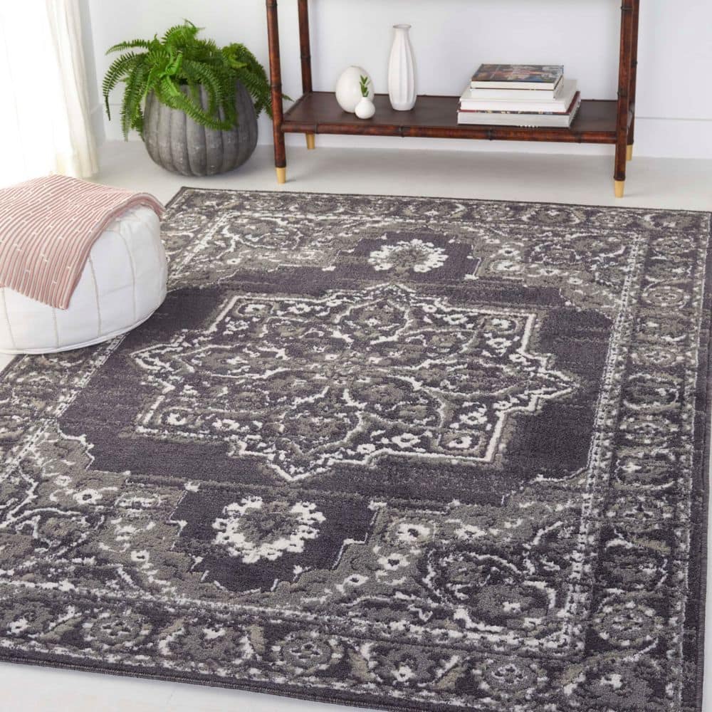 Pyramid 5 ft. x 8 ft. Charcoal/Ivory Moody Traditional Medallion Area Rug price history on PriceWatchPro