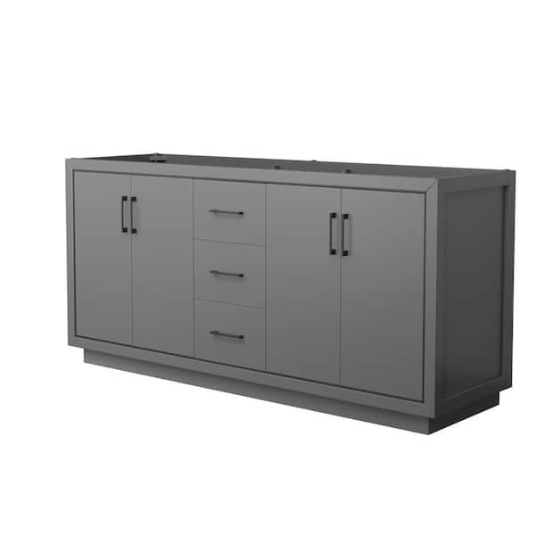 Wyndham Collection Icon 71 in. W x 21.75 in. D x 34.25 in. H Double Bath Vanity Cabinet without Top in Dark Gray