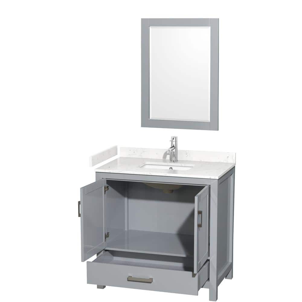 Sheffield 36" Gray Single Bathroom Vanity with Carrara Marble Top