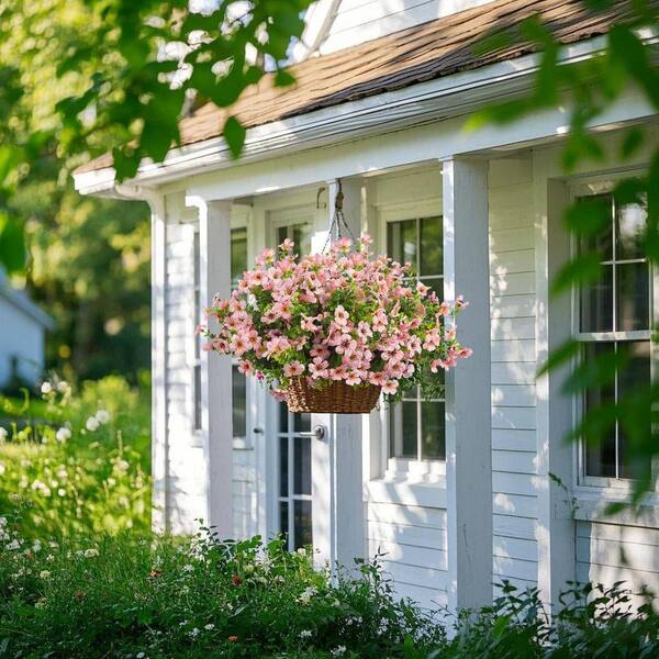 13.8 in. Pink Outdoor Artificial Flower UV Resistant 16-Bundles