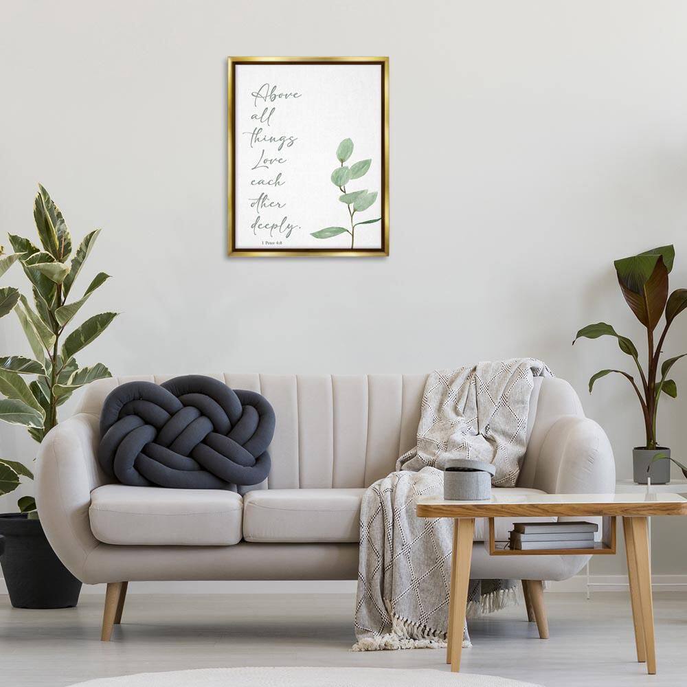 Love Each Other Deeply by Lucille Price Gold Floater Frame Typography Graphic Art Print 31 in. x 25 in.