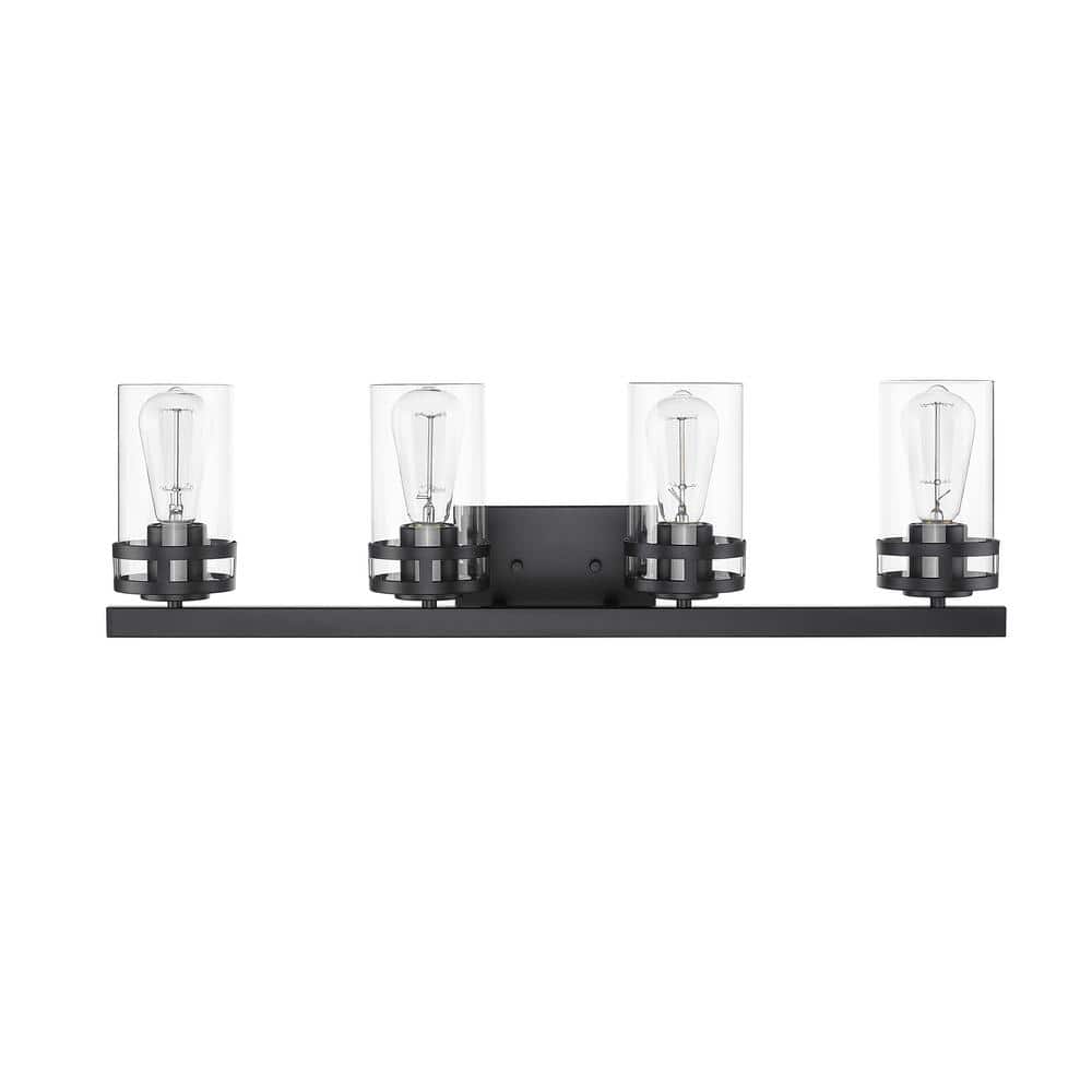 Lunden 30.25 in. 4-Light Matte Black Vanity-Light with Clear Glass price history on PriceWatchPro