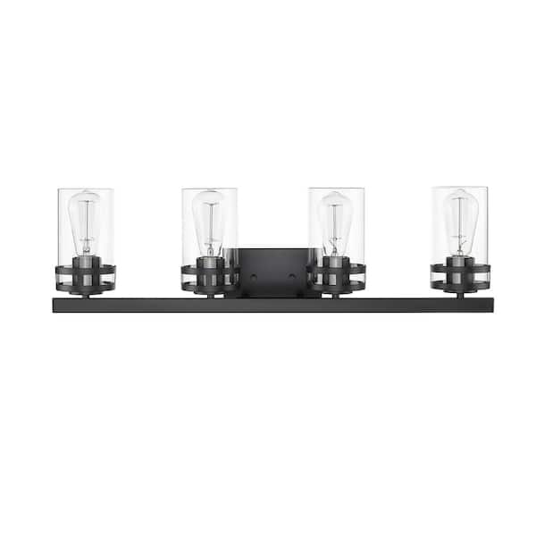 Millennium Lighting Lunden 30.25 in. 4-Light Matte Black Vanity-Light with Clear Glass