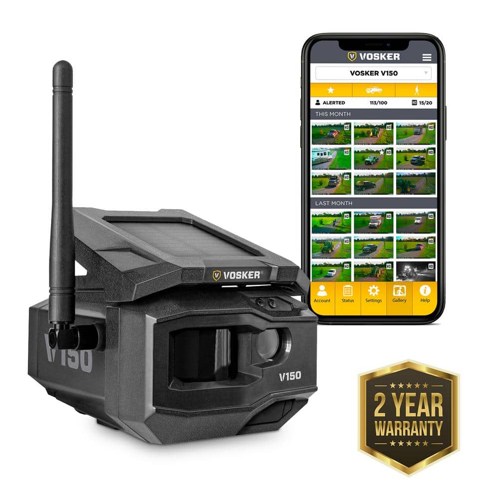 VOSKER Solar Powered Wireless 4G LTE Cellular Outdoor Bullet Security Camera with Rechargeable Battery V150 US The Home Depot