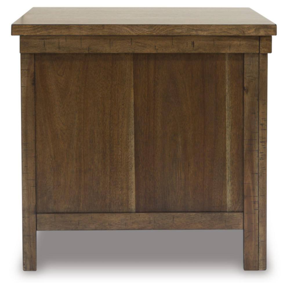 Rustic Brown Wood End Table with Storage Cabinet