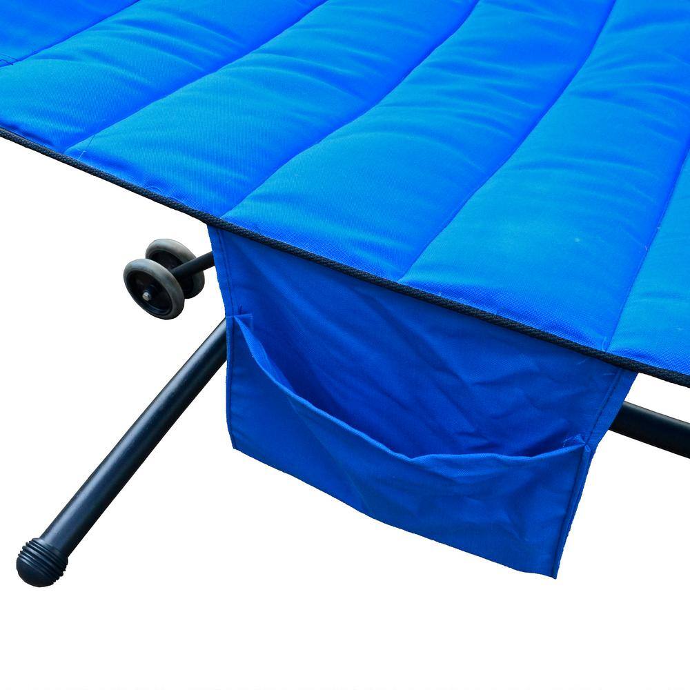 Vibrant Blue Olefin Fabric Hammock with Steel Arc Stand