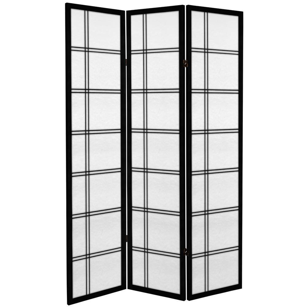 Oriental Furniture 6 ft. Black Canvas Double Cross 3Panel Room Divider
