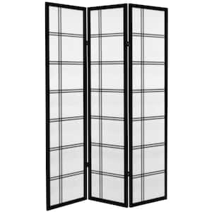 6 ft. Black Canvas Double Cross 3-Panel Room Divider