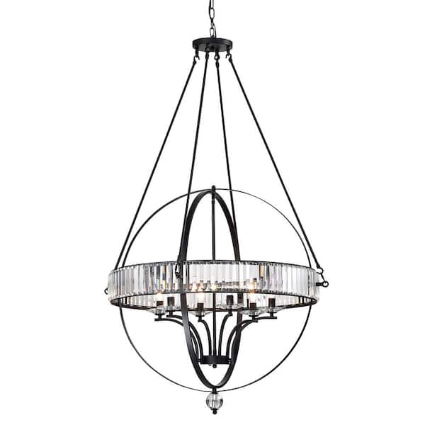 Magellan 12-Light Black Sphere Chandelier with Crystal Belt