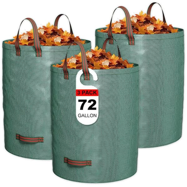 72 Gal. Heavy Duty Reusable Yard Waste Garden Bag Leaf Collecting Tool with Reinforced Handles(3-Pack)
