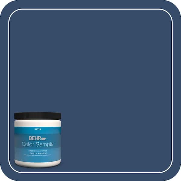 BEHR PREMIUM PLUS 8 oz. #580D-7 Deep Royal Satin Enamel Interior/Exterior Paint & Primer Color Sample