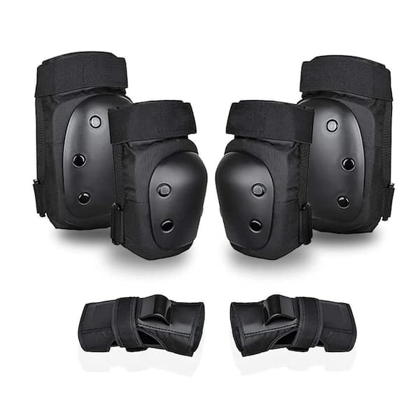 6 in 1 Protective Gear Set, Knee Pads Elbow Pads Wrist Guards for Skateboarding Biking Roller Skating in Black L