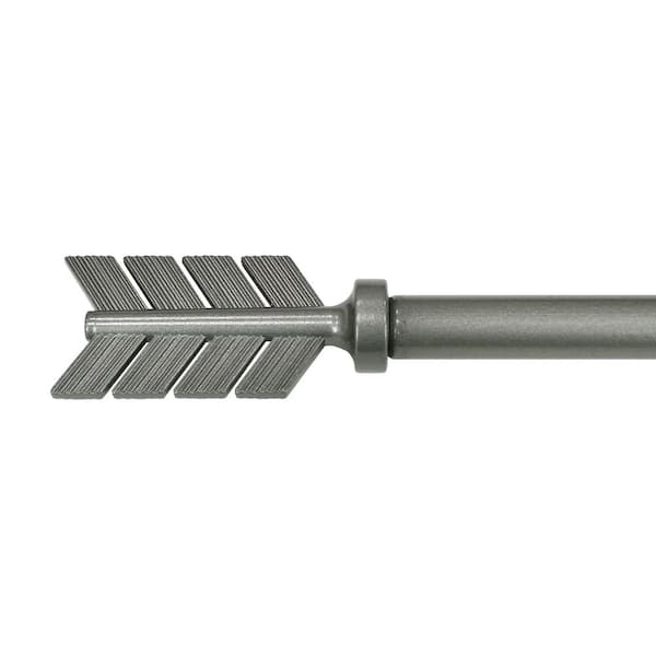 Lumi Home Furnishings 28 in. - 48 in. Adjustable Single Curtain Rod 5/8 in. Dia. in Pewter with Arrow finials