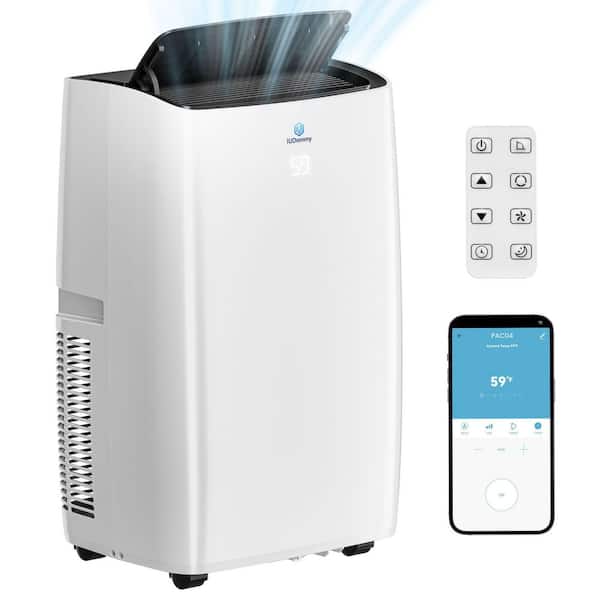 14,000 BTU (ASHRAE) 9,000 BTU (DOE) Portable Air Conditioner Cools 700 sq. ft. w/ 4-Modes, W-fi and App Control in White
