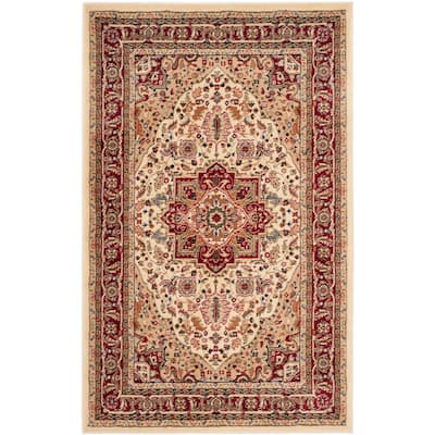 Safavieh Lyndhurst Ivory/Red 6 ft. x 9 ft. Floral Border Medallion Area ...