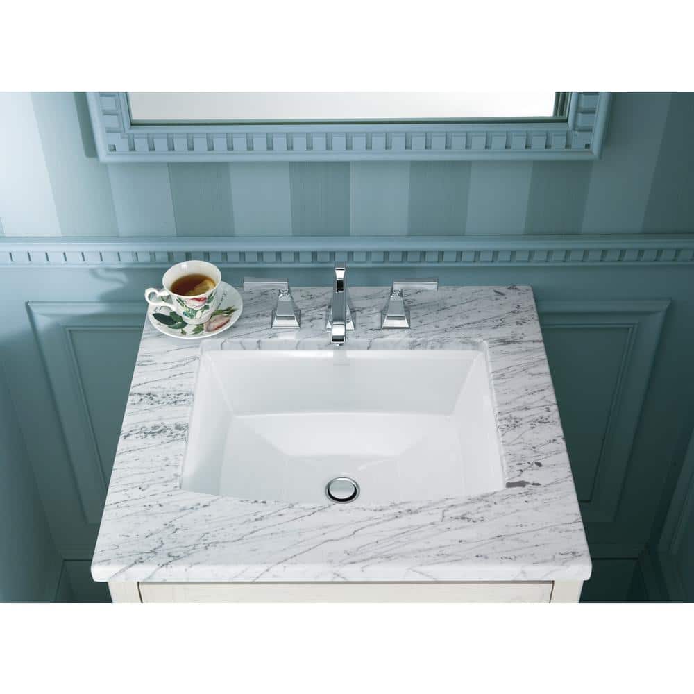 Biscuit Ceramic Rectangular Undermount Bathroom Sink