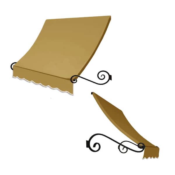 AWNTECH 5.38 ft. Charleston Fixed Awning 64.5 in. W x 24 in. H x 36 in. D Acrylic Fabric in Tan