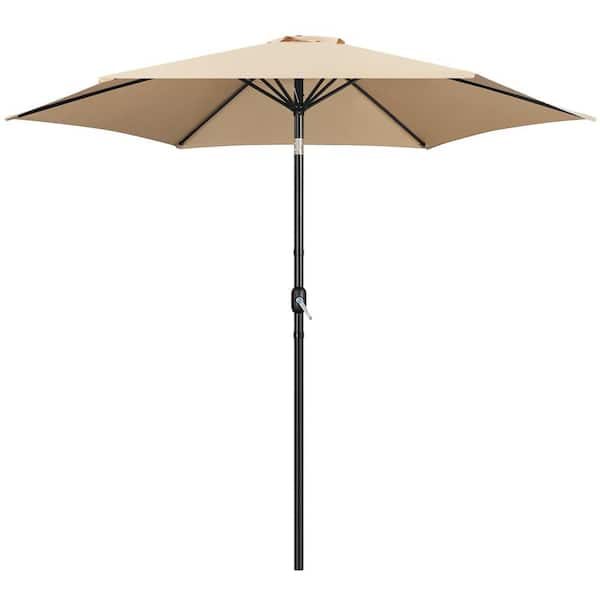 Yaheetech 10 ft. Metal Tilt Patio Umbrella in Tan
