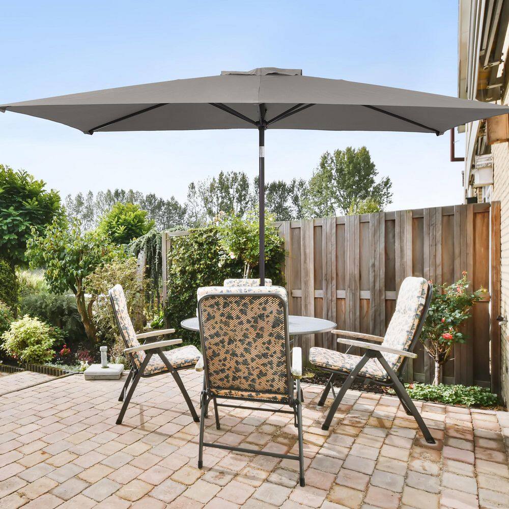 10 ft. x 6.5 ft. Rectangle Market Tilt Patio Umbrellas with Button in Smoky Gray price history on PriceWatchPro