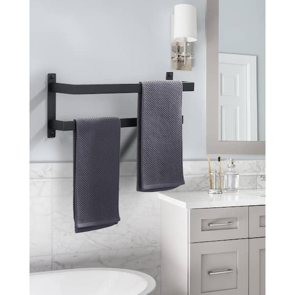 20 in. Wall Mounted Double Towel Bar in Matte Black