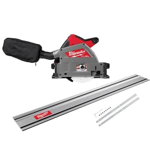 M18 FUEL 18V Li-Ion Cordless Brushless 6-1/2 in. Plunge Cut Track Saw w/55 in. Track Saw Guide Rail/Track Connector