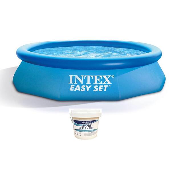 Intex Easy Set 10 ft. x 30 in. Above Ground Round Swimming Pool and Chlorine Tabs