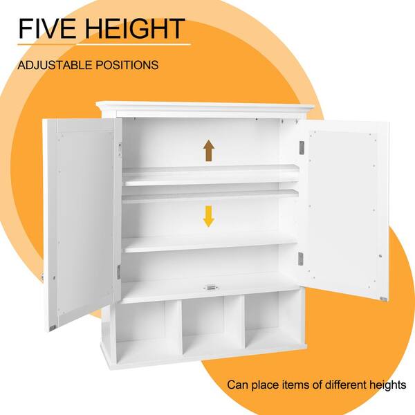VEIKOUS 24.8-in x 30.3-in Surface Mount Brown Mirrored Medicine Cabinet