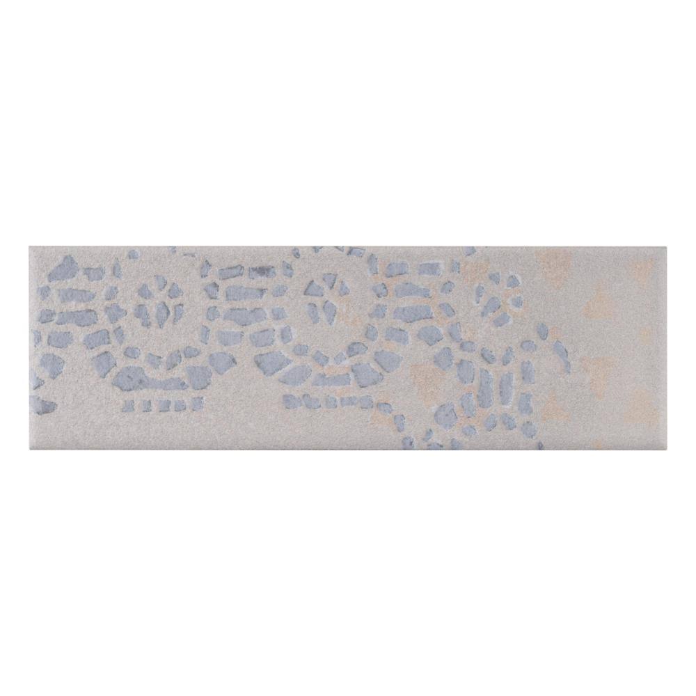 Tempo 3" x 8" White and Gray Porcelain Subway Tile