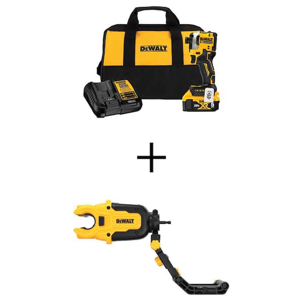 DEWALT ATOMIC 20V MAX Lithium-Ion Cordless 1/4 in. Brushless Impact Driver Kit and Copper Pipe Cutter with 5Ah Battery