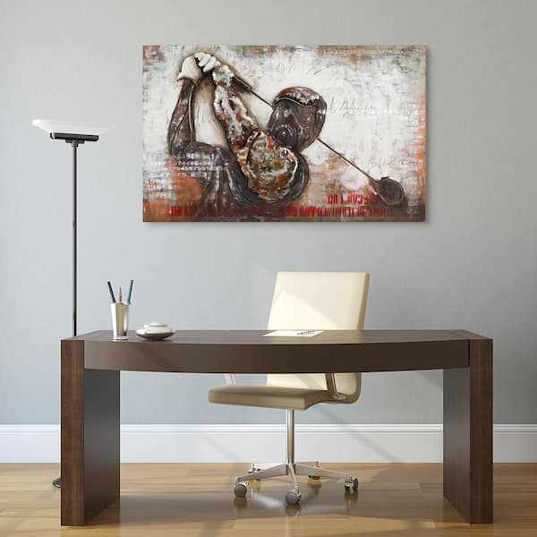 48 in. x 30 in. "Golf" Mixed Media Iron Hand Painted Dimensional Wall Art