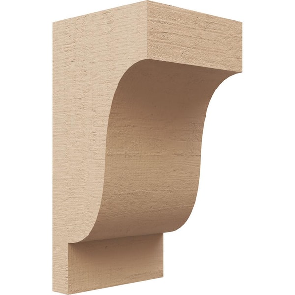 Ekena Millwork 5 in. x 10 in. x 5 in. Series 2 Wide Newport Rough Cedar Woodgrain Timberthane Polyurethane Corbel, Primed Tan