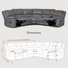 Ellesophas 109 in. 7 Pieces Modular Modern Contemporary Faux Leather Manual Recliner Sectional Sofa in. Gray HD-5121-03B2