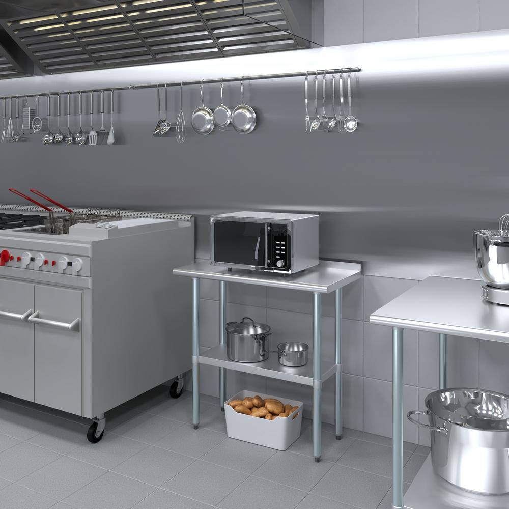 36-Inch Stainless Steel Kitchen Utility Table with Adjustable Shelf