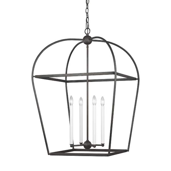 Generation Lighting Stonington Large 4-Light Smith Steel Lantern Cage Pendant