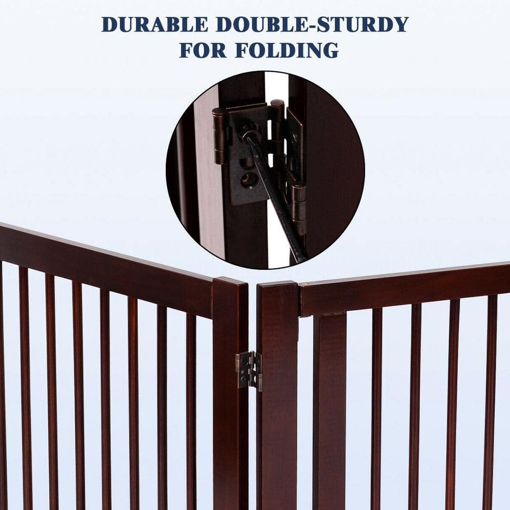 24" Cherry Finish Pine Wood 3-Panel Folding Pet Gate