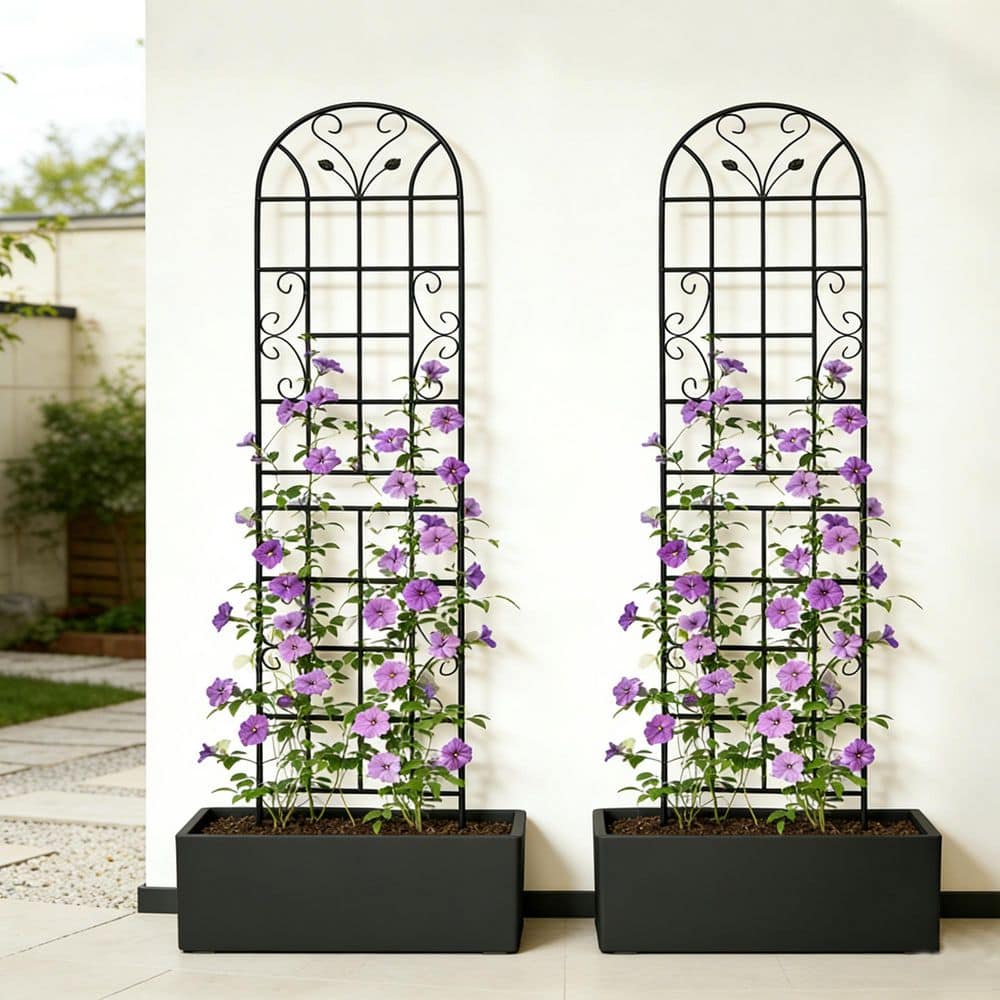 86.7 in. H 2 Pack Metal Garden Trellis Rustproof for Climbing Plants Outdoor Flower Support Black price history on PriceWatchPro