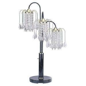 34 in. Black Finish Table Lamp With Crystal-Inspired Shades