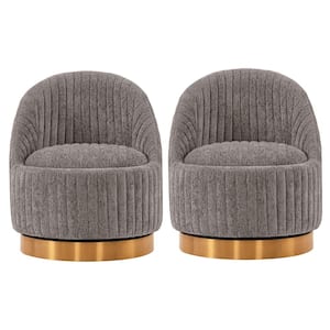 Leela Grey Modern Boucle Fabric Upholstered Swivel Accent Chair (Set of 2)