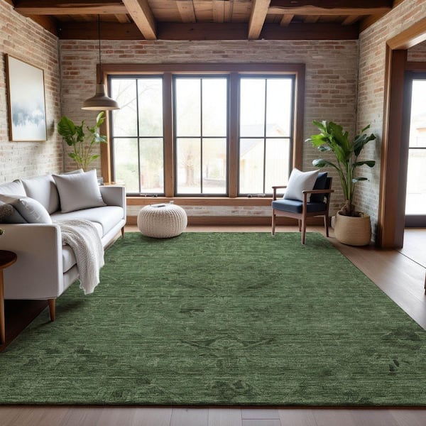 Mayfield Premium Machine Washable Abstract AMF1111 Fern 3 ft. x 4 ft. Area Rug