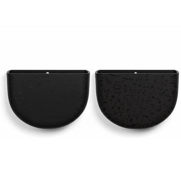 2-Pack Half-Moon Wall Planters (7 in. D x 4 in. W x 5 in. H) - Iron, Plastic, Black Indoor/Outdoor