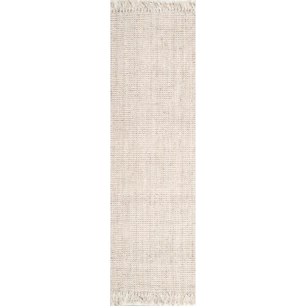 nuLOOM Natura Chunky Loop Jute Off-White 3 ft. x 14 ft. Runner Rug