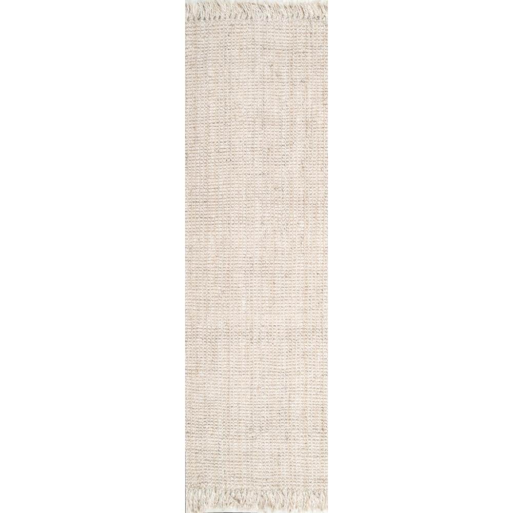 Handwoven Off-White Chunky Jute 2' 6" x 6' Runner Rug