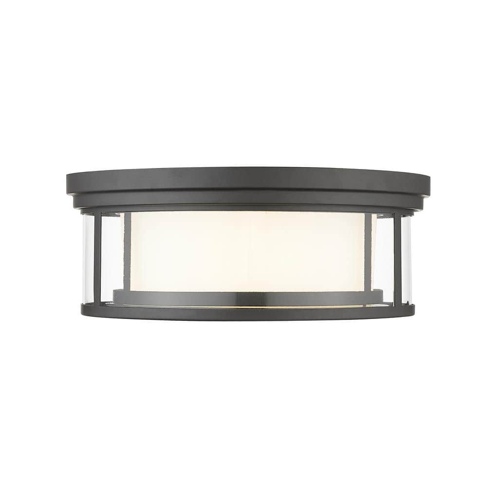 Willow Bronze 16" Indoor/Outdoor Drum Ceiling Light with Clear Glass